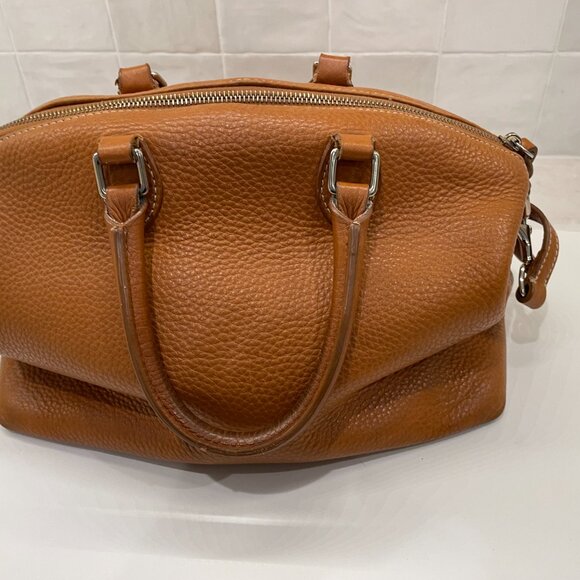 Dooney & Bourke Saddle Pebble Leather Satchel with Handles and Strap - Picture 2 of 6